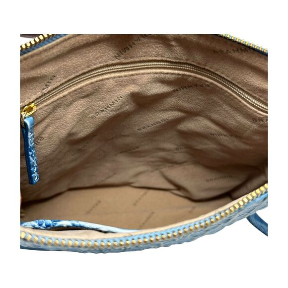 Brahmin Melbourne Katie Blue Croc Embossed Leather Shoulder Bag Adjustable Strap - Picture 7 of 16